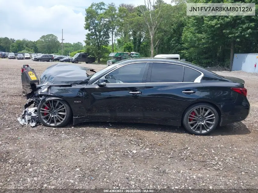 2019 Infiniti Q50 3.0T Red Sport 400 VIN: JN1FV7AR8KM801226 Lot: 42622633