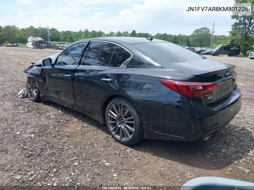 2019 Infiniti Q50 3.0T Red Sport 400 VIN: JN1FV7AR8KM801226 Lot: 42622633