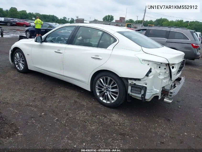2019 Infiniti Q50 3.0T Luxe VIN: JN1EV7AR1KM552912 Lot: 42625742