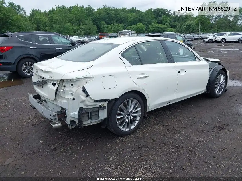 2019 Infiniti Q50 3.0T Luxe VIN: JN1EV7AR1KM552912 Lot: 42625742
