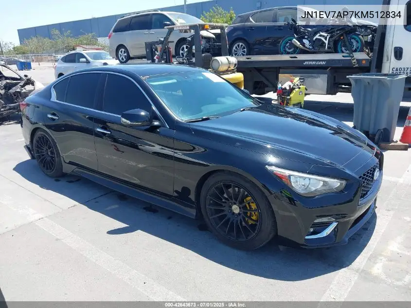 2019 Infiniti Q50 3.0T Luxe VIN: JN1EV7AP7KM512834 Lot: 42643673