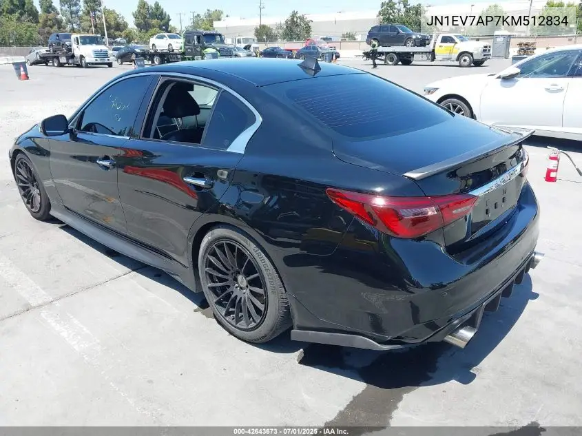 2019 Infiniti Q50 3.0T Luxe VIN: JN1EV7AP7KM512834 Lot: 42643673