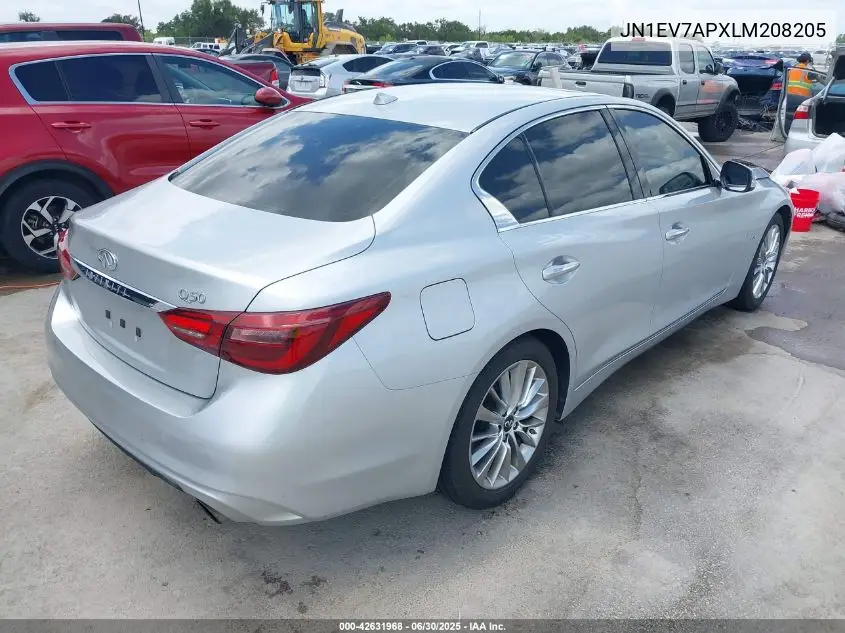 2020 Infiniti Q50 Luxe VIN: JN1EV7APXLM208205 Lot: 42631968