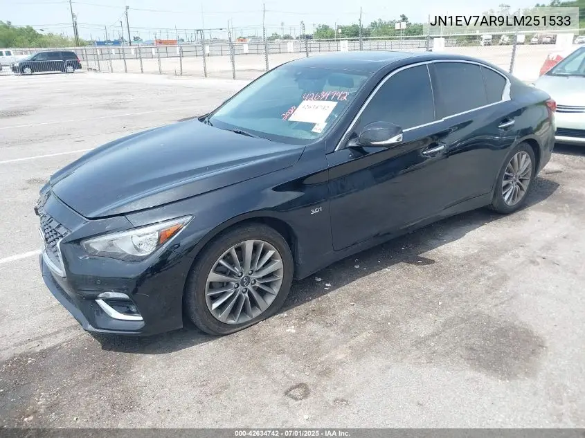2020 Infiniti Q50 Luxe Awd VIN: JN1EV7AR9LM251533 Lot: 42634742