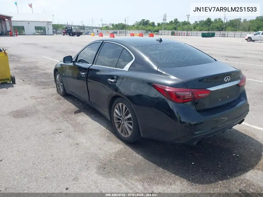 2020 Infiniti Q50 Luxe Awd VIN: JN1EV7AR9LM251533 Lot: 42634742