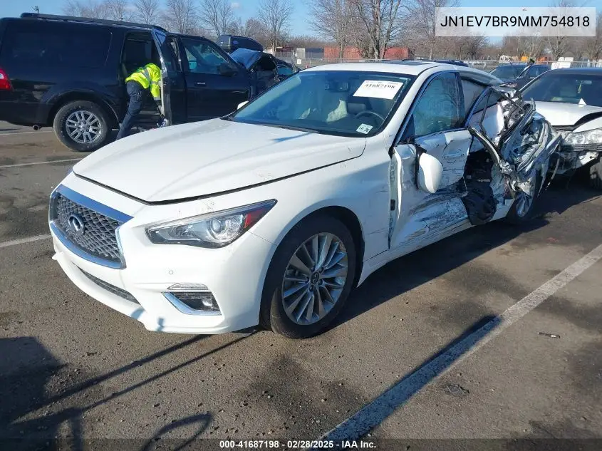 2021 Infiniti Q50 Luxe Awd VIN: JN1EV7BR9MM754818 Lot: 41687198