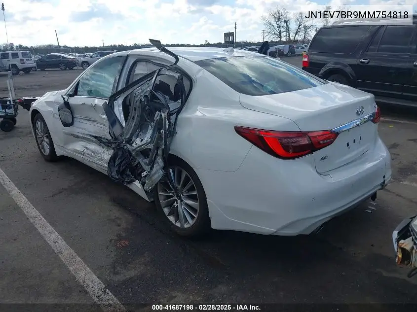 2021 Infiniti Q50 Luxe Awd VIN: JN1EV7BR9MM754818 Lot: 41687198