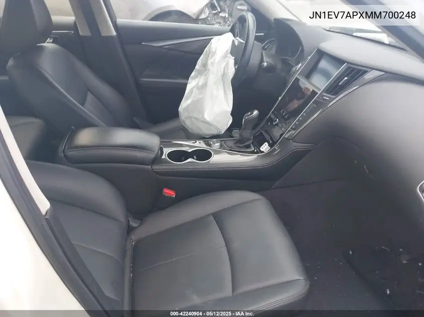 2021 Infiniti Q50 Pure VIN: JN1EV7APXMM700248 Lot: 42240904