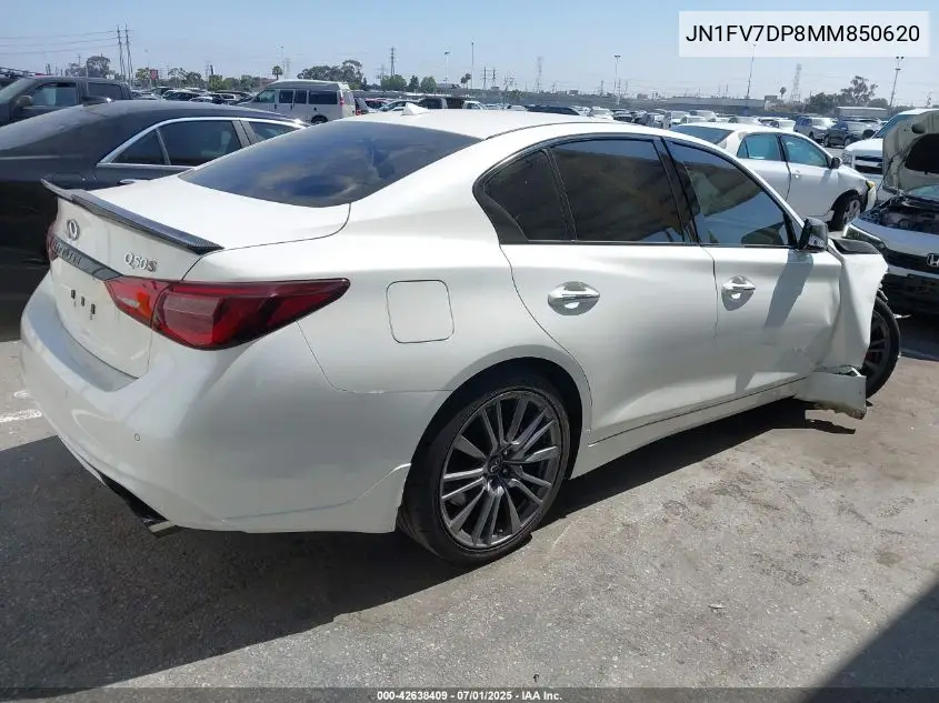 2021 Infiniti Q50 Red Sport 400 VIN: JN1FV7DP8MM850620 Lot: 42638409