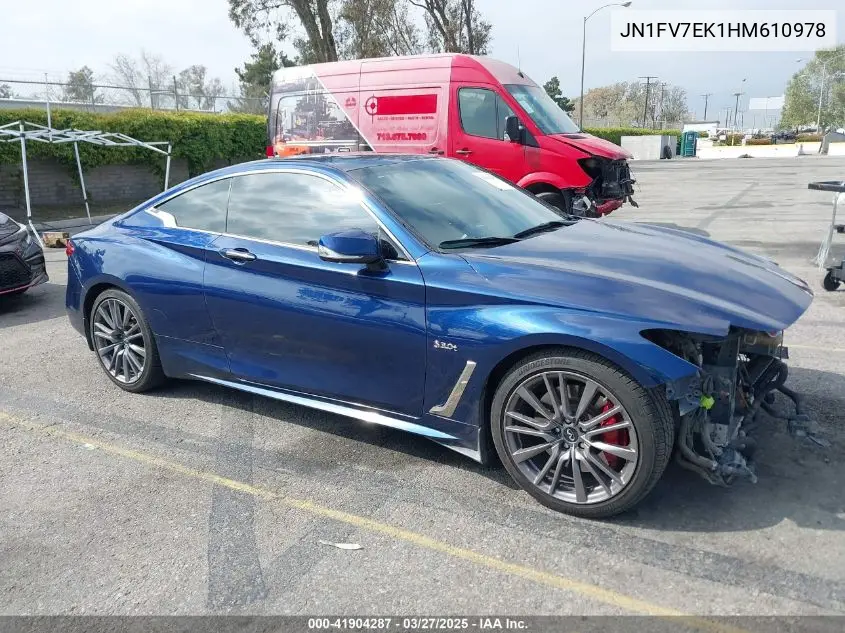 2017 Infiniti Q60 3.0T Red Sport 400 VIN: JN1FV7EK1HM610978 Lot: 41904287