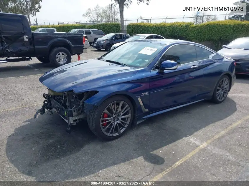 2017 Infiniti Q60 3.0T Red Sport 400 VIN: JN1FV7EK1HM610978 Lot: 41904287