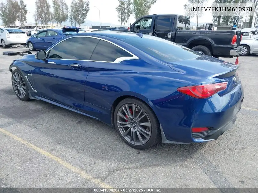 2017 Infiniti Q60 3.0T Red Sport 400 VIN: JN1FV7EK1HM610978 Lot: 41904287