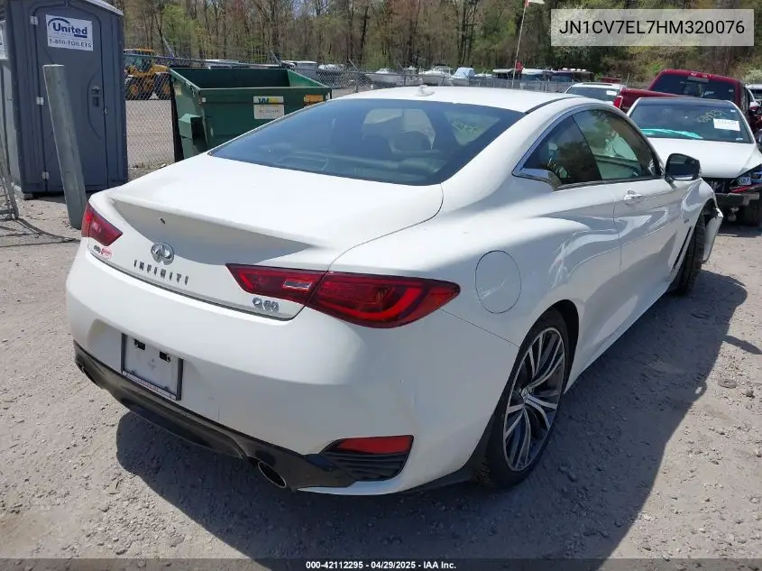 2017 Infiniti Q60 2.0T VIN: JN1CV7EL7HM320076 Lot: 42112295