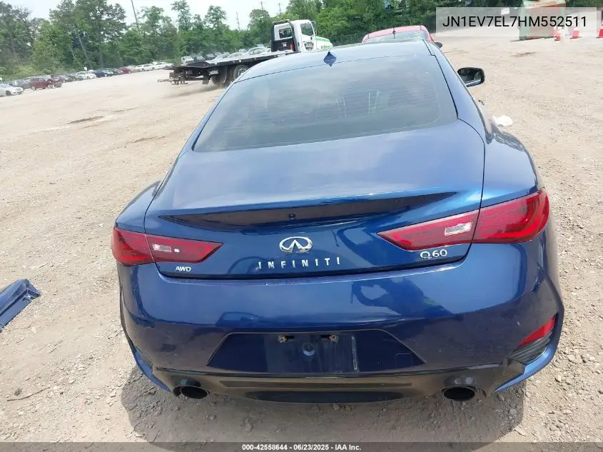 2017 Infiniti Q60 3.0T Premium VIN: JN1EV7EL7HM552511 Lot: 42558644