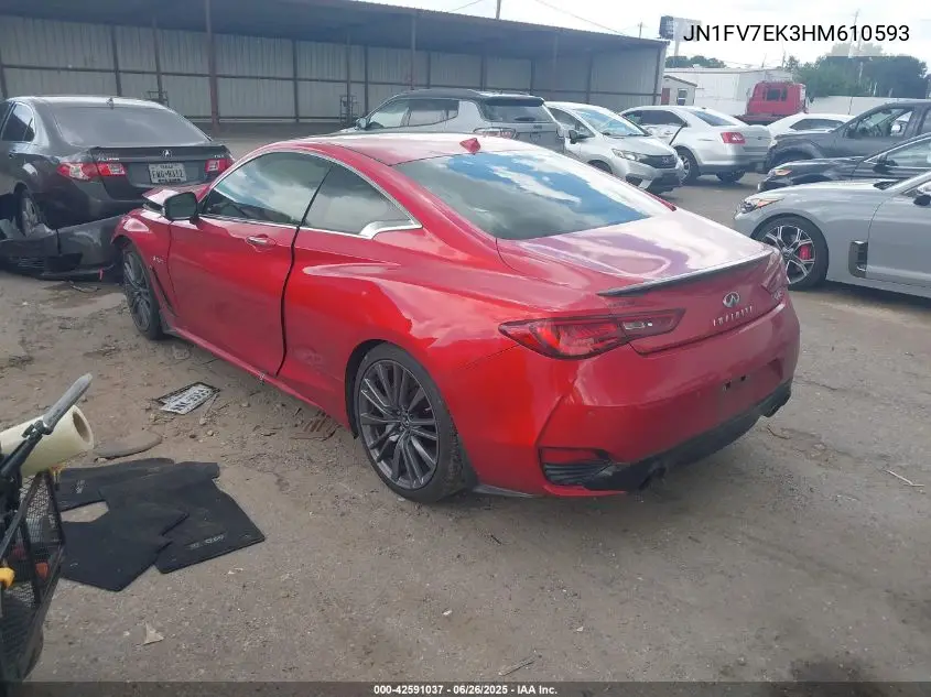 2017 Infiniti Q60 3.0T Red Sport 400 VIN: JN1FV7EK3HM610593 Lot: 42591037