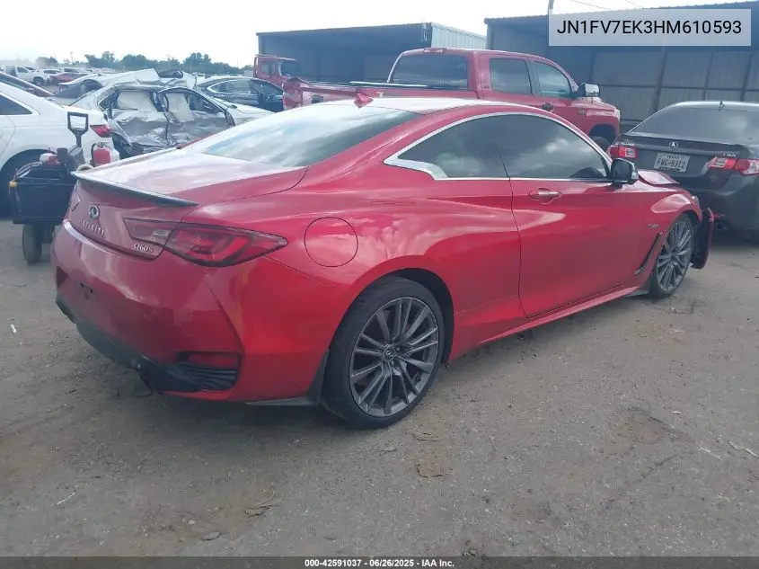 2017 Infiniti Q60 3.0T Red Sport 400 VIN: JN1FV7EK3HM610593 Lot: 42591037