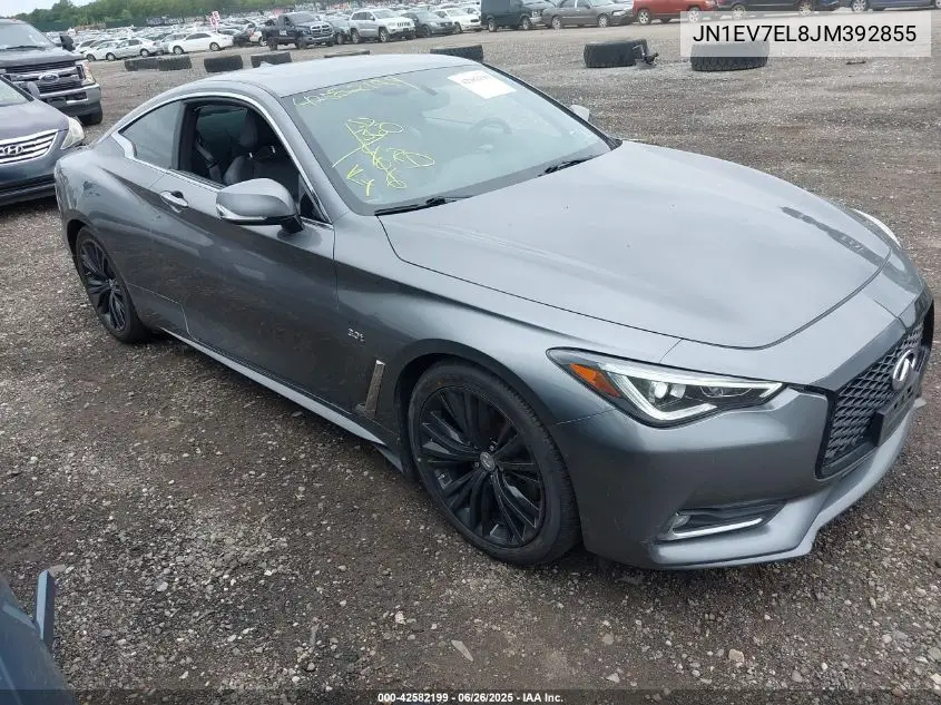 2018 Infiniti Q60 3.0T Luxe VIN: JN1EV7EL8JM392855 Lot: 42582199