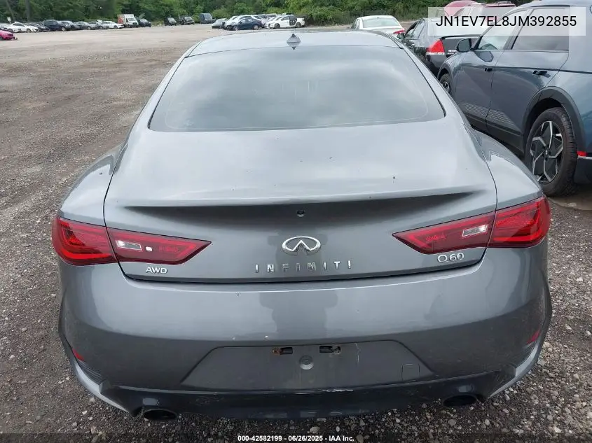 2018 Infiniti Q60 3.0T Luxe VIN: JN1EV7EL8JM392855 Lot: 42582199