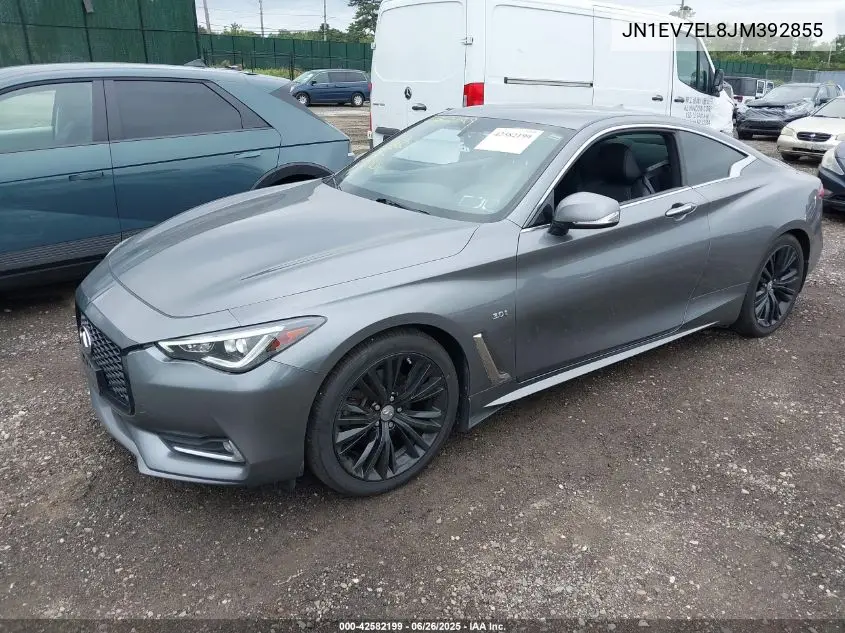 2018 Infiniti Q60 3.0T Luxe VIN: JN1EV7EL8JM392855 Lot: 42582199