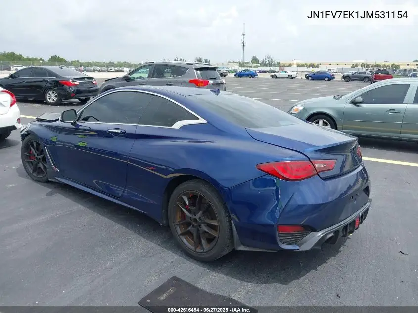 2018 Infiniti Q60 3.0T Red Sport 400 VIN: JN1FV7EK1JM531154 Lot: 42616454