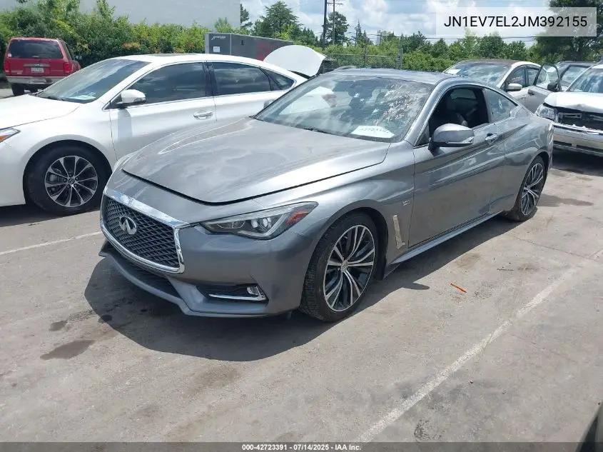 2018 Infiniti Q60 3.0T Luxe VIN: JN1EV7EL2JM392155 Lot: 42723391