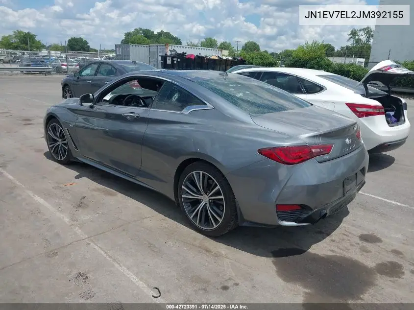 2018 Infiniti Q60 3.0T Luxe VIN: JN1EV7EL2JM392155 Lot: 42723391
