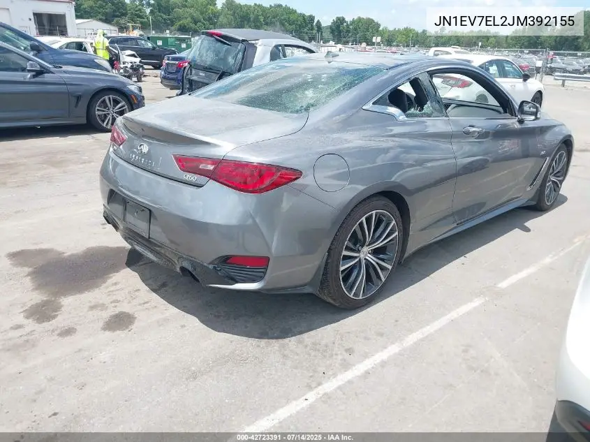 2018 Infiniti Q60 3.0T Luxe VIN: JN1EV7EL2JM392155 Lot: 42723391