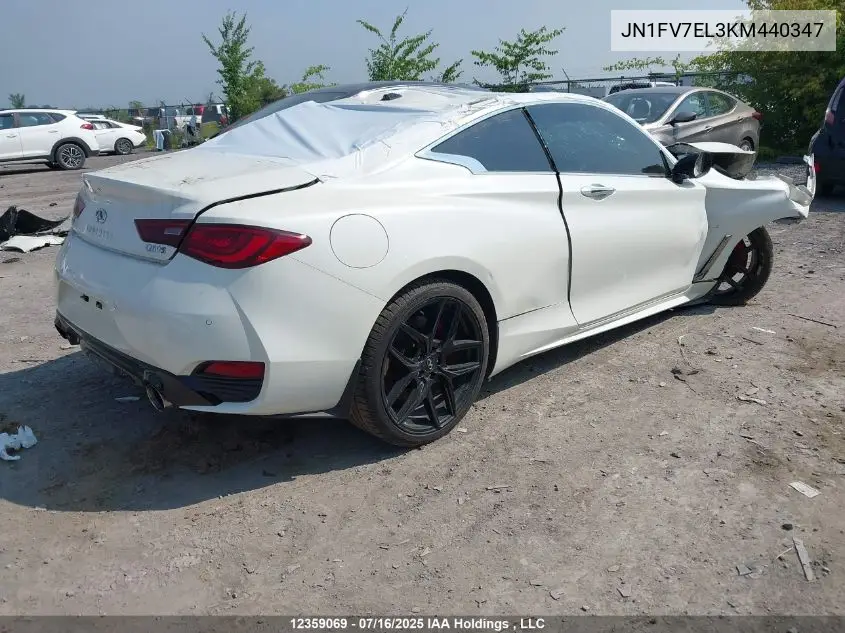 2019 Infiniti Q60 Red Sport 400 VIN: JN1FV7EL3KM440347 Lot: 12359069