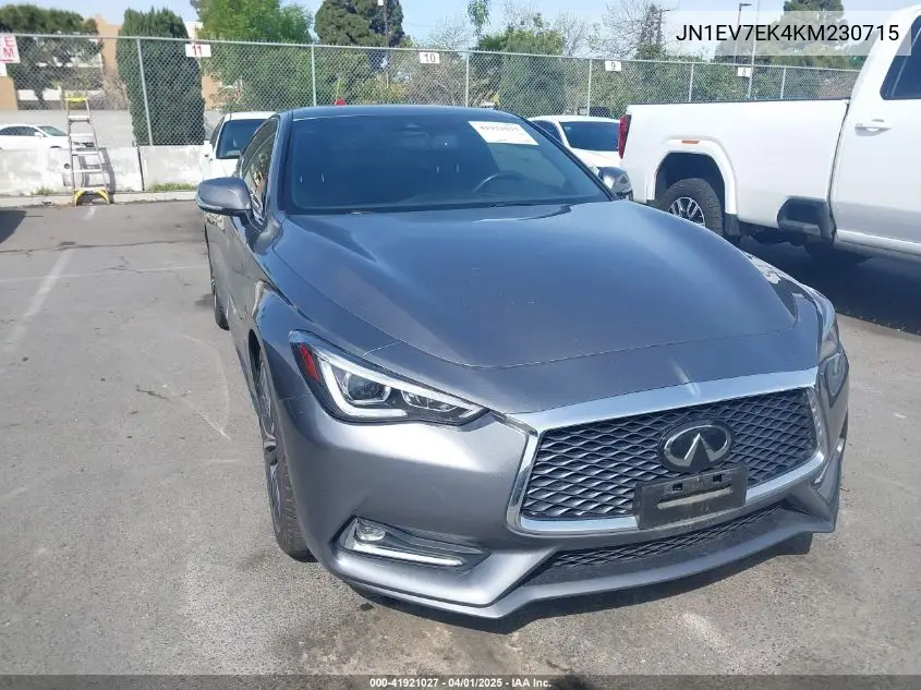 2019 Infiniti Q60 3.0T Luxe VIN: JN1EV7EK4KM230715 Lot: 41921027