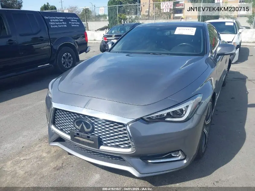 2019 Infiniti Q60 3.0T Luxe VIN: JN1EV7EK4KM230715 Lot: 41921027