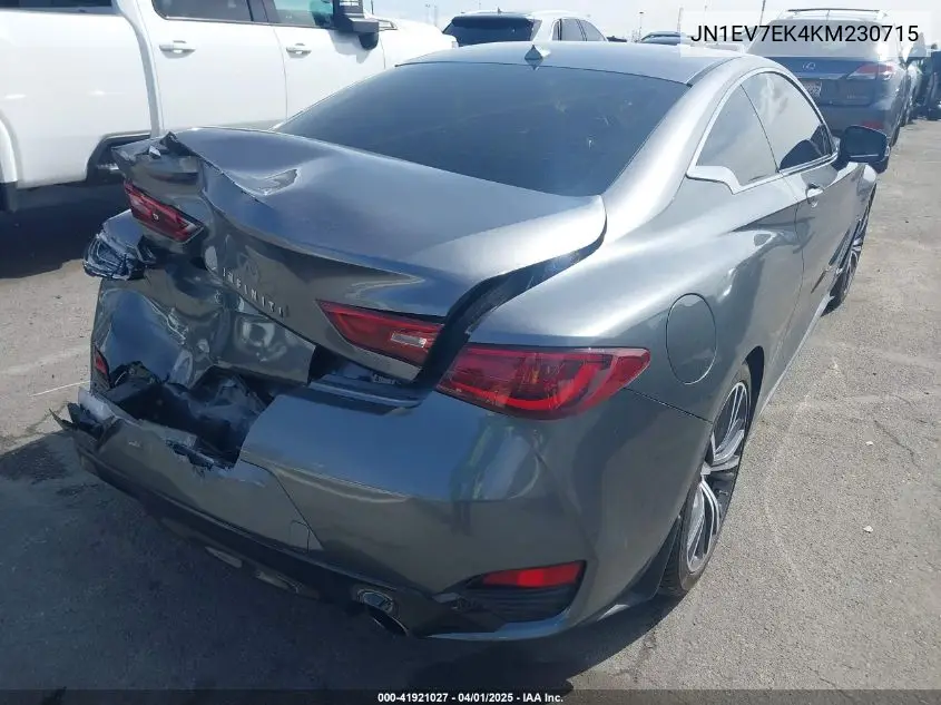 2019 Infiniti Q60 3.0T Luxe VIN: JN1EV7EK4KM230715 Lot: 41921027