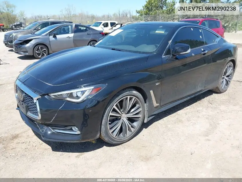 2019 Infiniti Q60 3.0T Luxe VIN: JN1EV7EL9KM290238 Lot: 42198569
