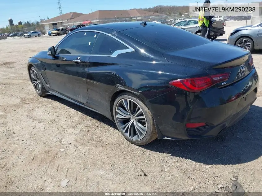 2019 Infiniti Q60 3.0T Luxe VIN: JN1EV7EL9KM290238 Lot: 42198569