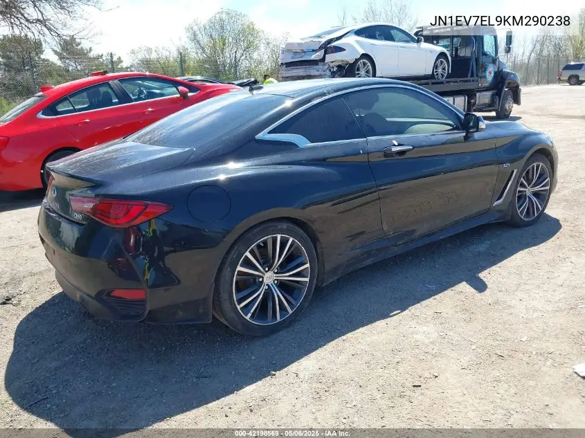 2019 Infiniti Q60 3.0T Luxe VIN: JN1EV7EL9KM290238 Lot: 42198569