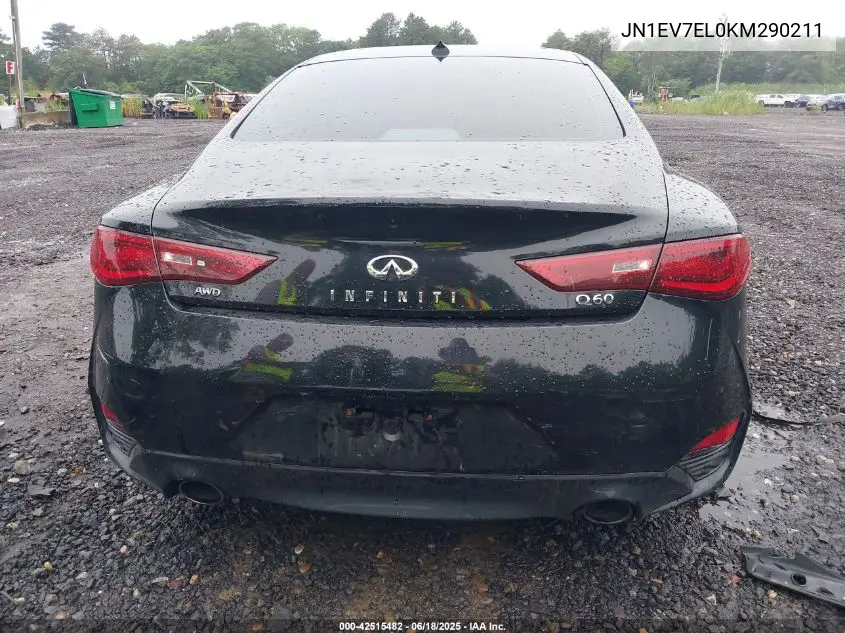 2019 Infiniti Q60 3.0T Luxe VIN: JN1EV7EL0KM290211 Lot: 42515482