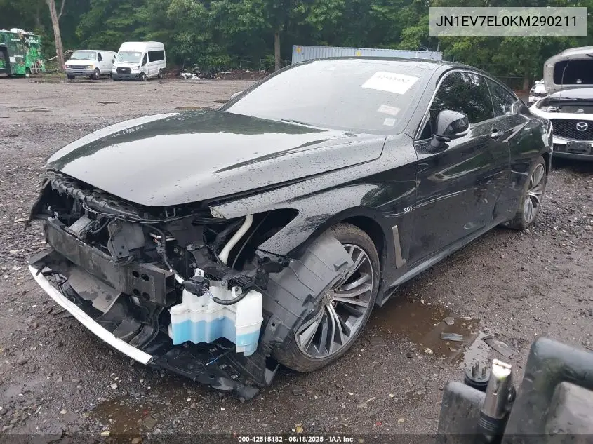 2019 Infiniti Q60 3.0T Luxe VIN: JN1EV7EL0KM290211 Lot: 42515482