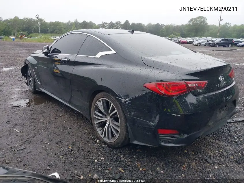 2019 Infiniti Q60 3.0T Luxe VIN: JN1EV7EL0KM290211 Lot: 42515482