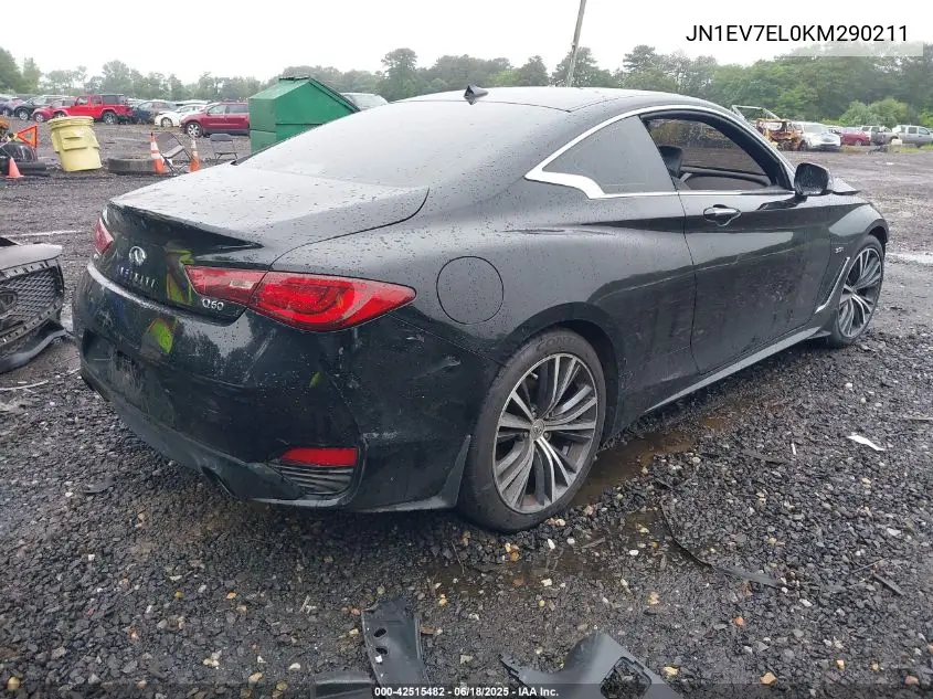 2019 Infiniti Q60 3.0T Luxe VIN: JN1EV7EL0KM290211 Lot: 42515482