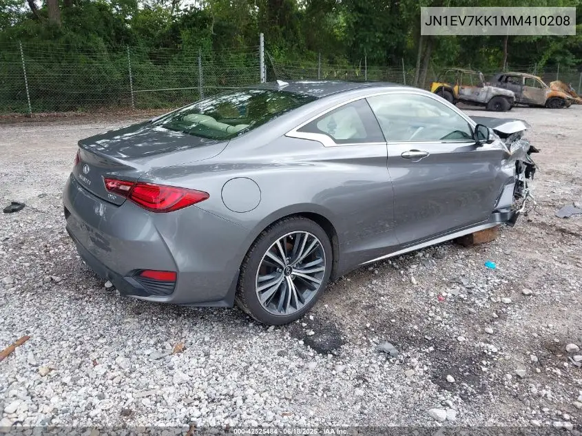 2021 Infiniti Q60 Luxe VIN: JN1EV7KK1MM410208 Lot: 42525484