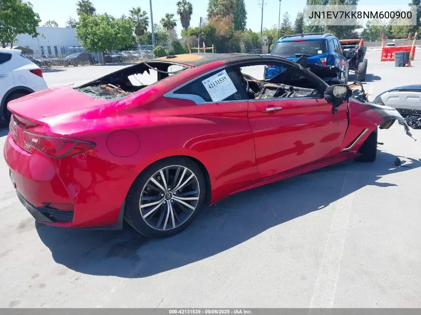 2022 Infiniti Q60 Luxe VIN: JN1EV7KK8NM600900 Lot: 42131539