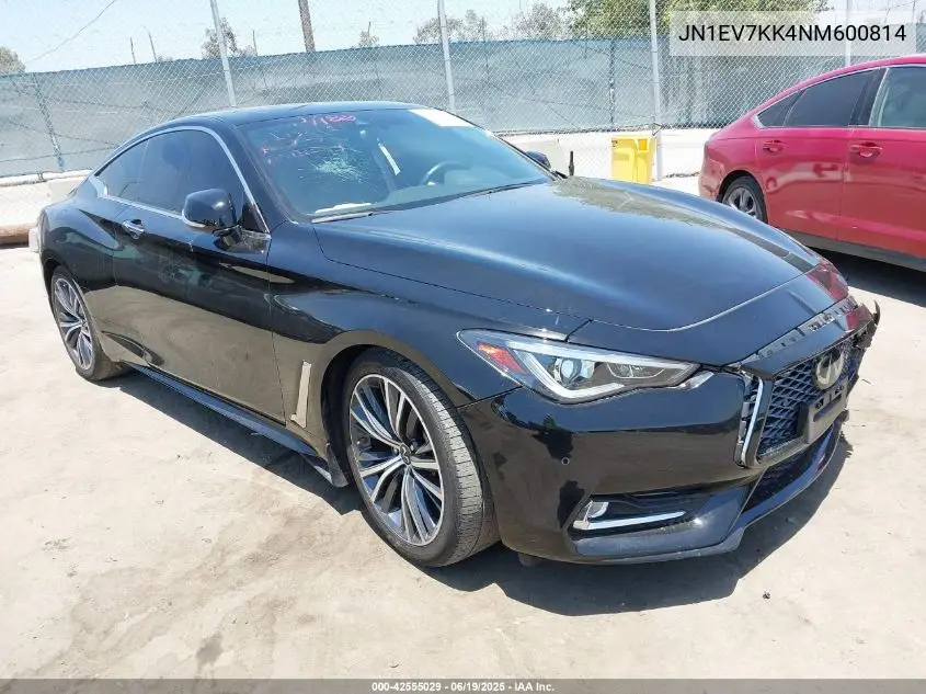 2022 Infiniti Q60 Luxe VIN: JN1EV7KK4NM600814 Lot: 42555029