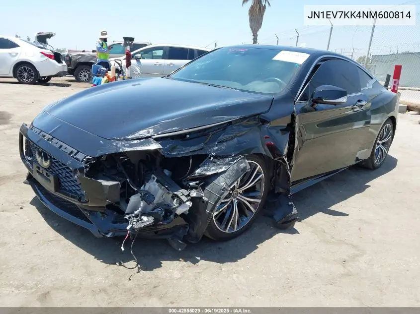 2022 Infiniti Q60 Luxe VIN: JN1EV7KK4NM600814 Lot: 42555029