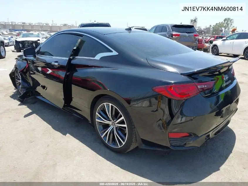 2022 Infiniti Q60 Luxe VIN: JN1EV7KK4NM600814 Lot: 42555029