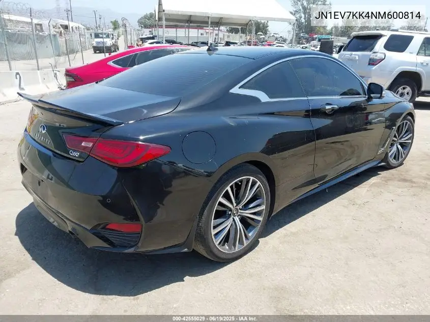 2022 Infiniti Q60 Luxe VIN: JN1EV7KK4NM600814 Lot: 42555029