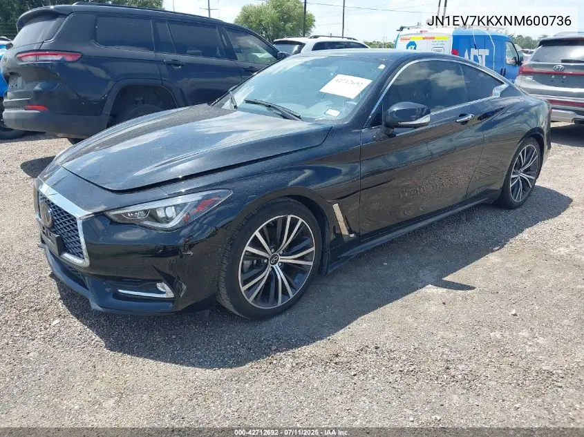 2022 Infiniti Q60 Luxe VIN: JN1EV7KKXNM600736 Lot: 42712692