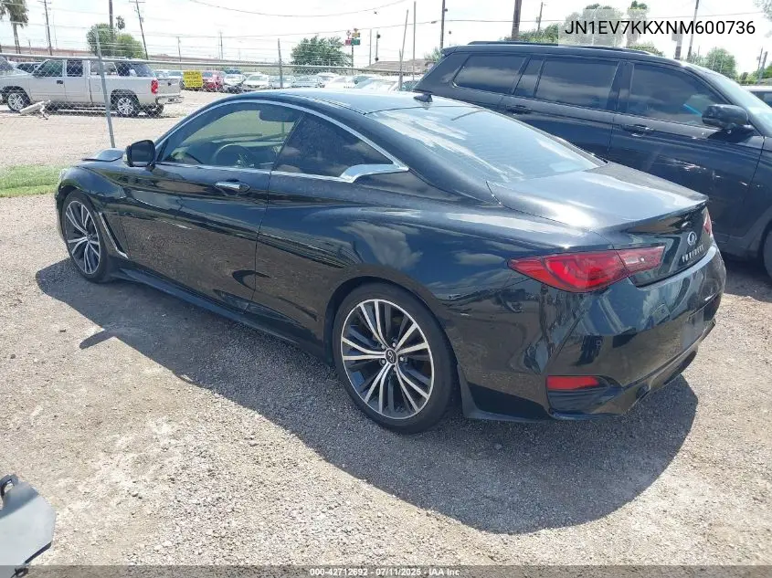 2022 Infiniti Q60 Luxe VIN: JN1EV7KKXNM600736 Lot: 42712692