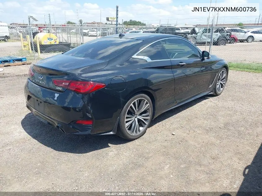 2022 Infiniti Q60 Luxe VIN: JN1EV7KKXNM600736 Lot: 42712692