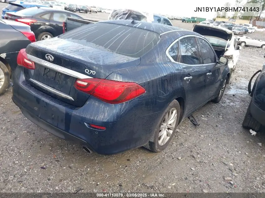 2017 Infiniti Q70 3.7 VIN: JN1BY1AP8HM741443 Lot: 41713079