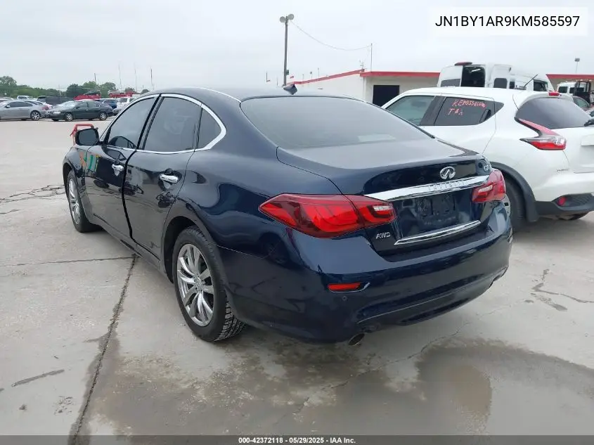 2019 Infiniti Q70 3.7X Luxe VIN: JN1BY1AR9KM585597 Lot: 42372118