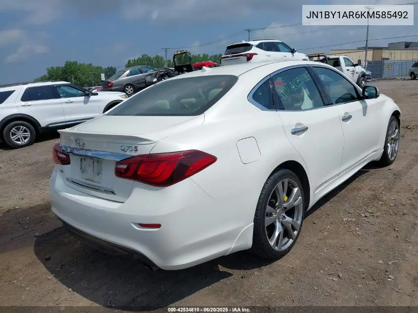 2019 Infiniti Q70 3.7X Luxe VIN: JN1BY1AR6KM585492 Lot: 42534810
